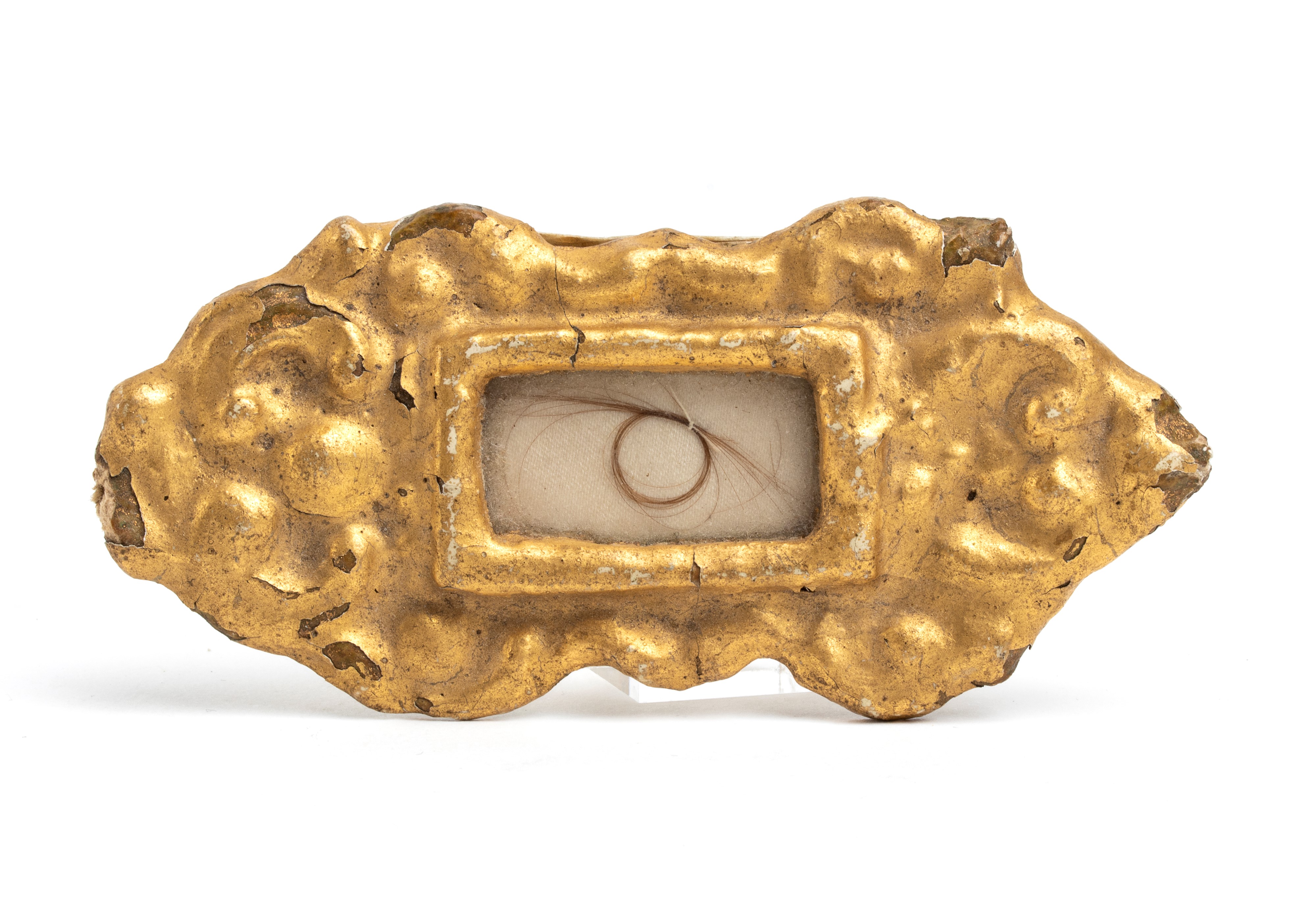XIX secolo, Reliquiari con capelli di Napoleone e Giuseppina in cornice dorata