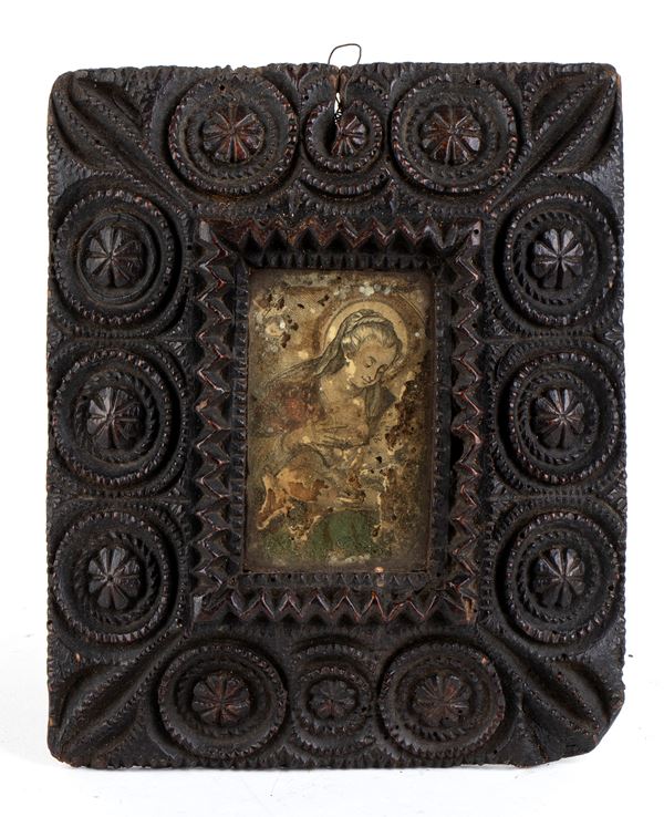 Painting on paper depicting Saint Lucy
