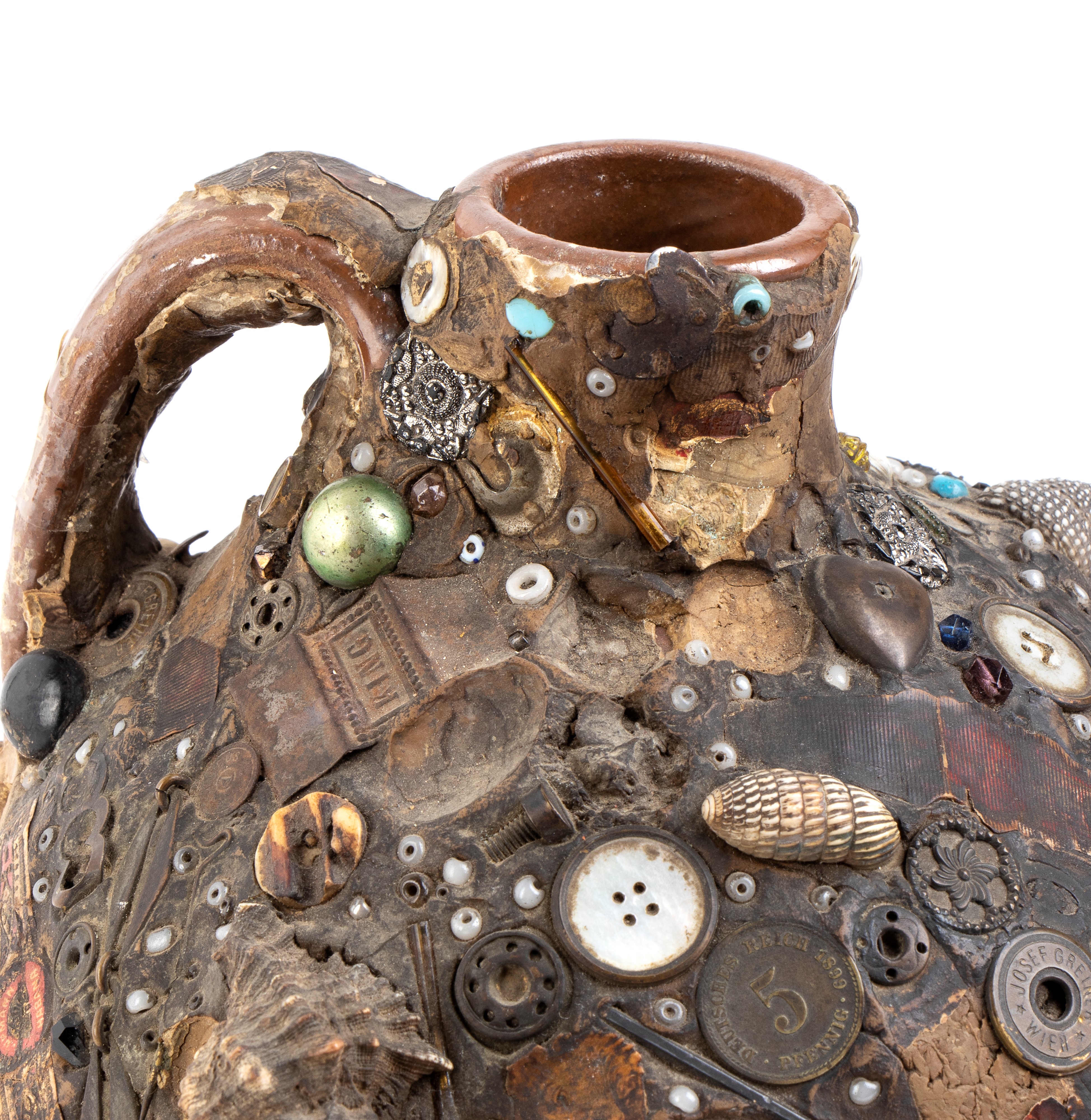 Vaso in picassiette francese, decorazioni a mosaico, metà XX secolo