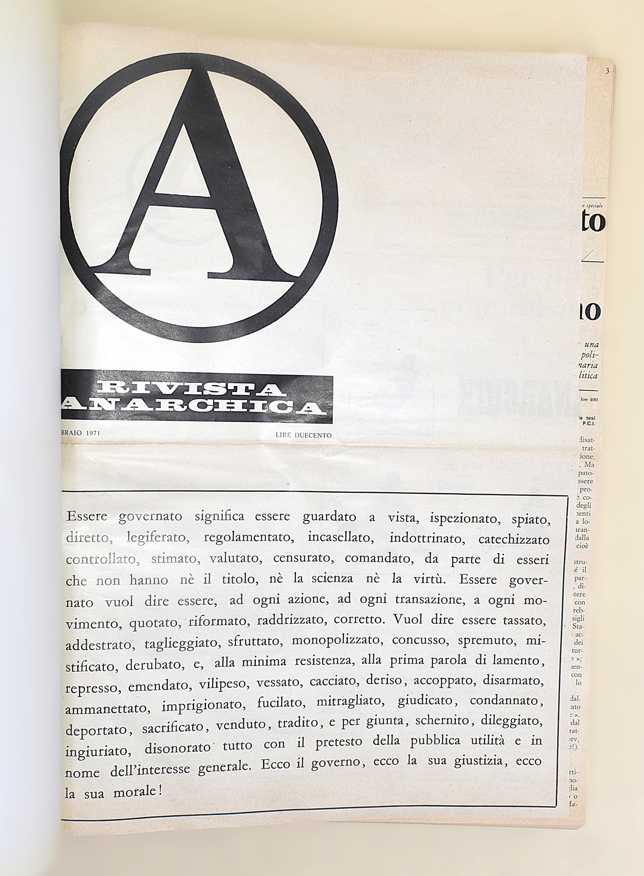 Rivista Anarchica Mensile, Annata Completa, dal 1971 al 1979 - 6 Volumi