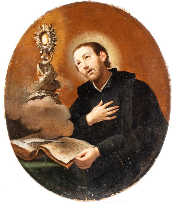 Artista napoletano, XVIII secolo - Saint Francis Caracciolo in adoration of the host