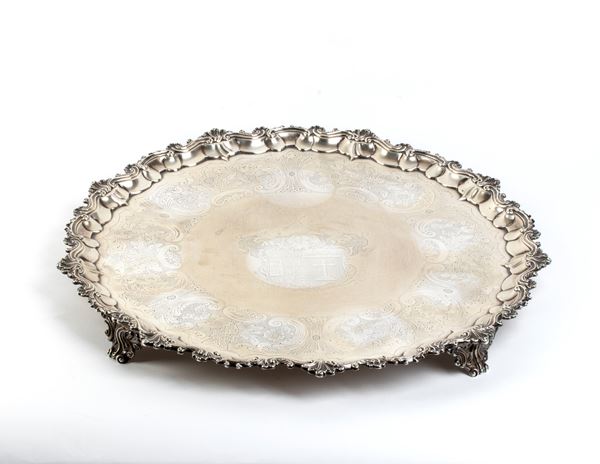 WILLIAM ELEY II - English William IV sterling silver salver