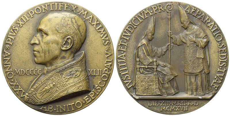 Vaticano. Pio XII (1939-1958). Medaglia 1942 Giubileo Episcopale. Ae. 60mm. Spl/fdc