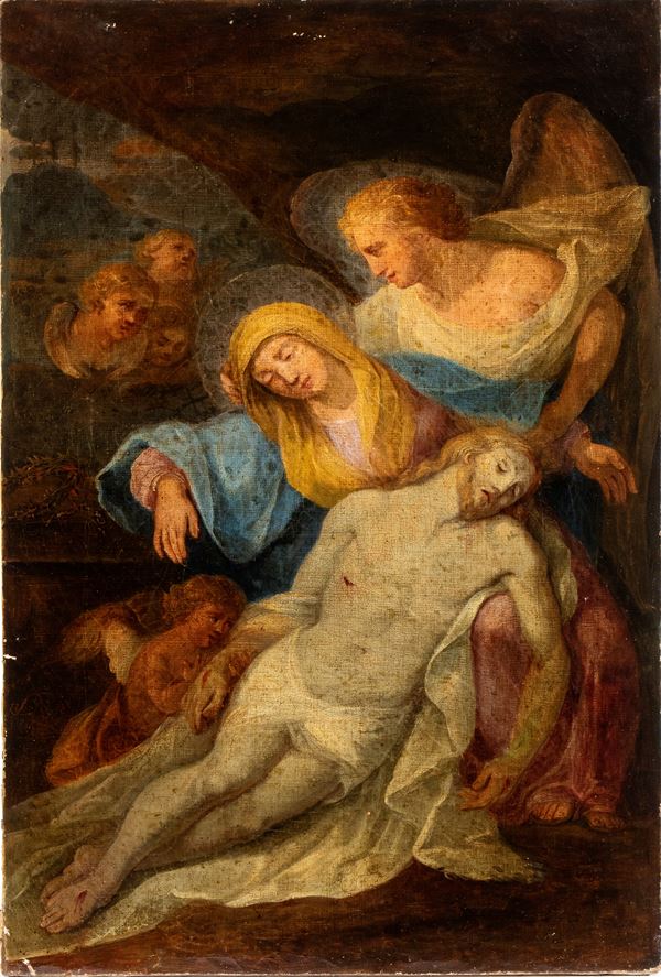 Artista centro-italiano, XVIII secolo - Compianto su Cristo morto