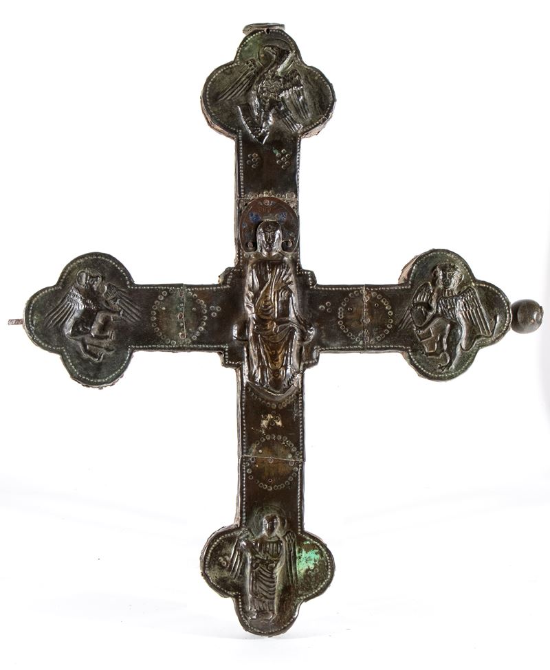 Scuola Abruzzese, XIV - XV Secolo - Croce Astile in Lamina Bronzea