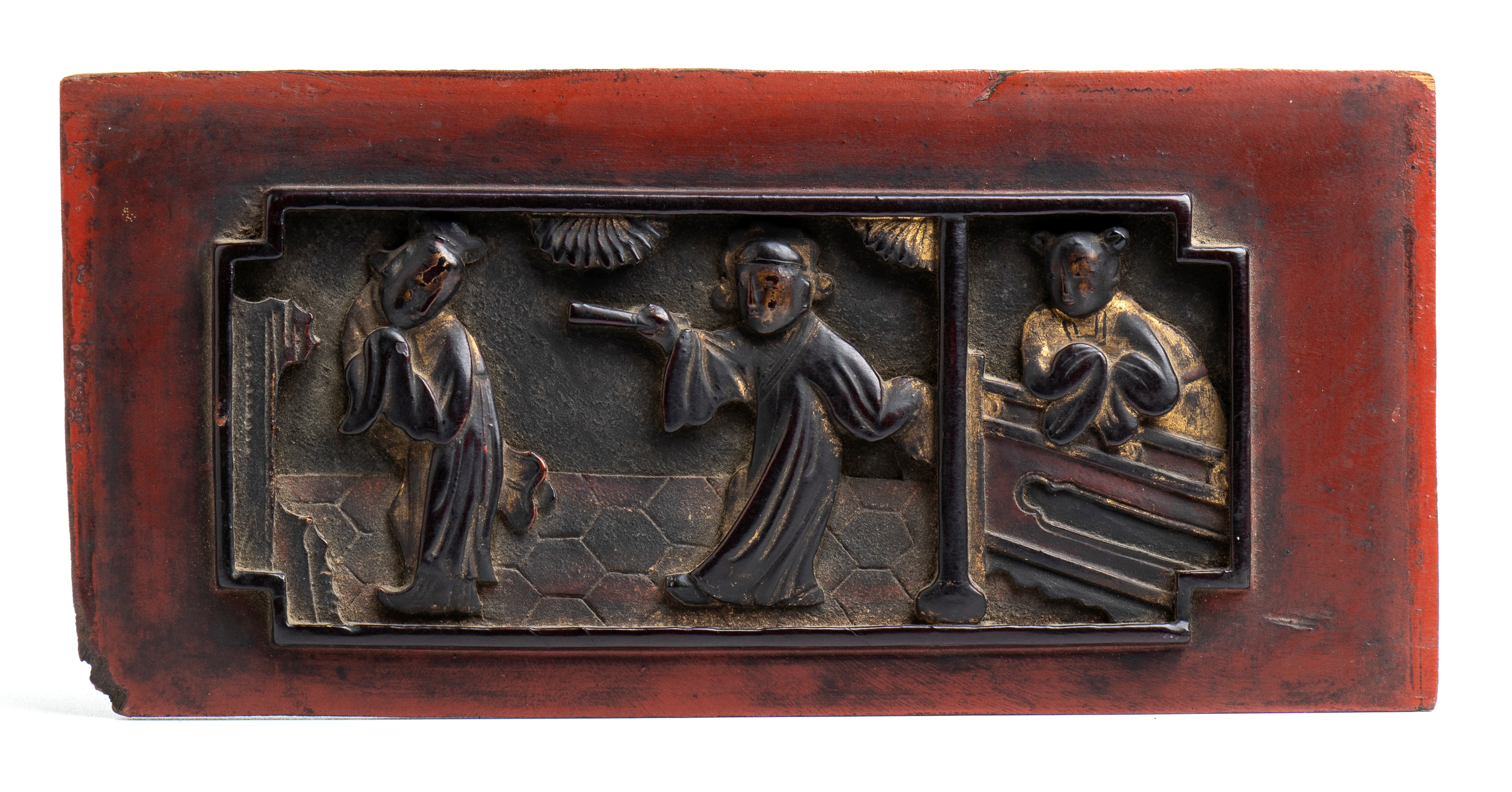 Coppia di elementi ornamentali in legno