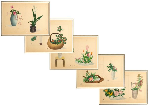 Five polychrome xilographies