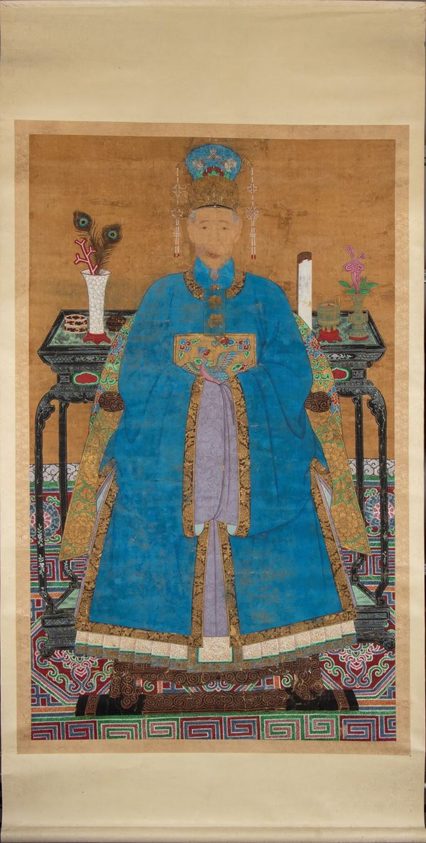 Painting on silk of enthroned consort