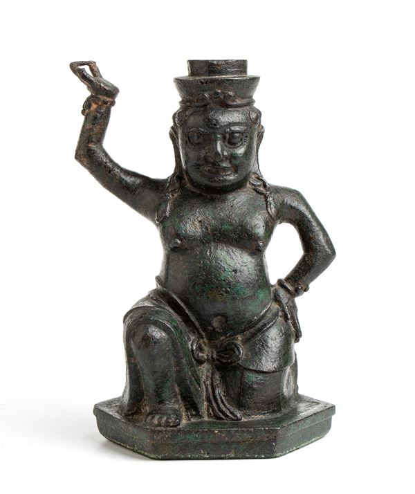 Rare bronze figural support of foreigner