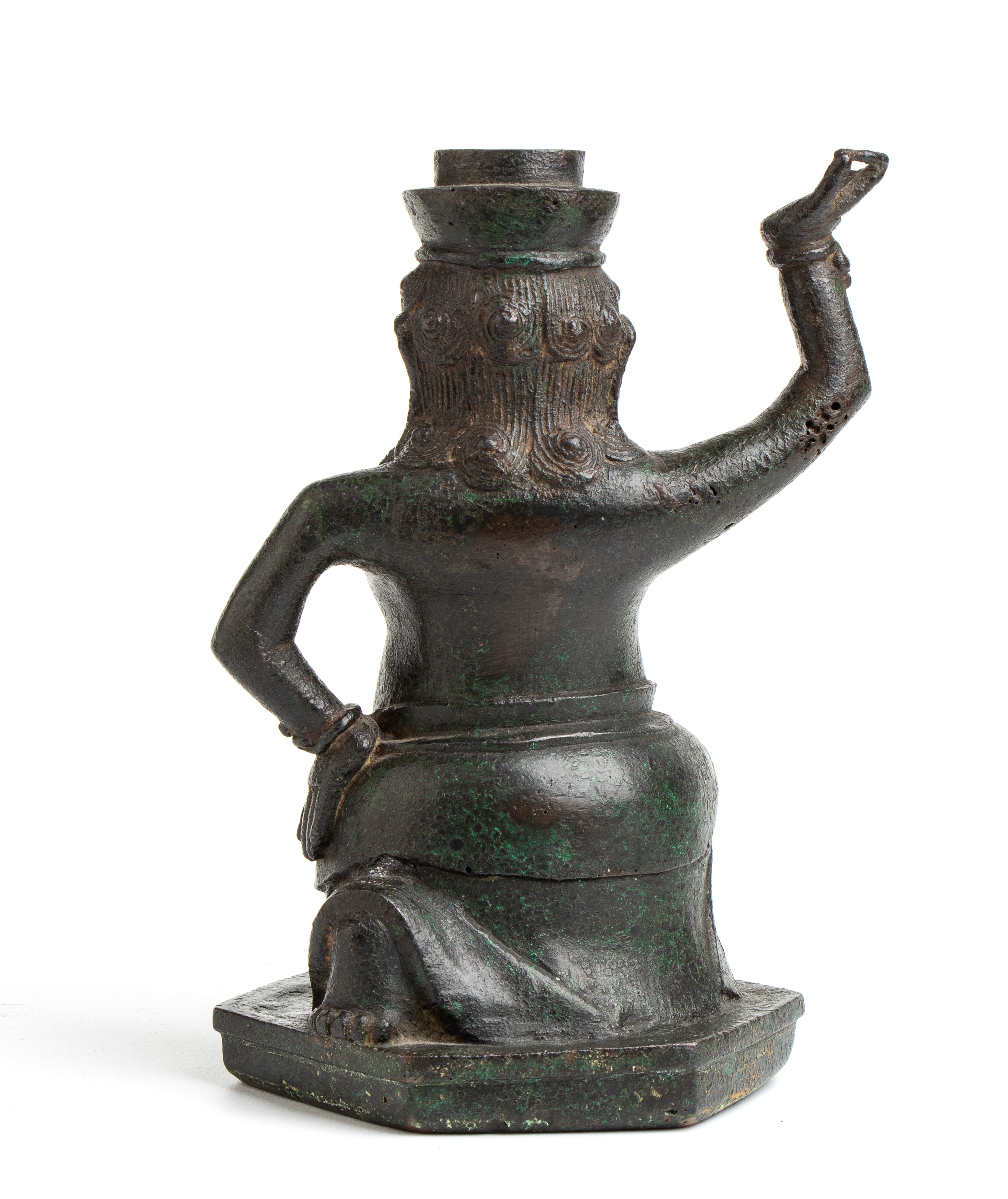 Raro porta candela in bronzo raffigurante uno straniero