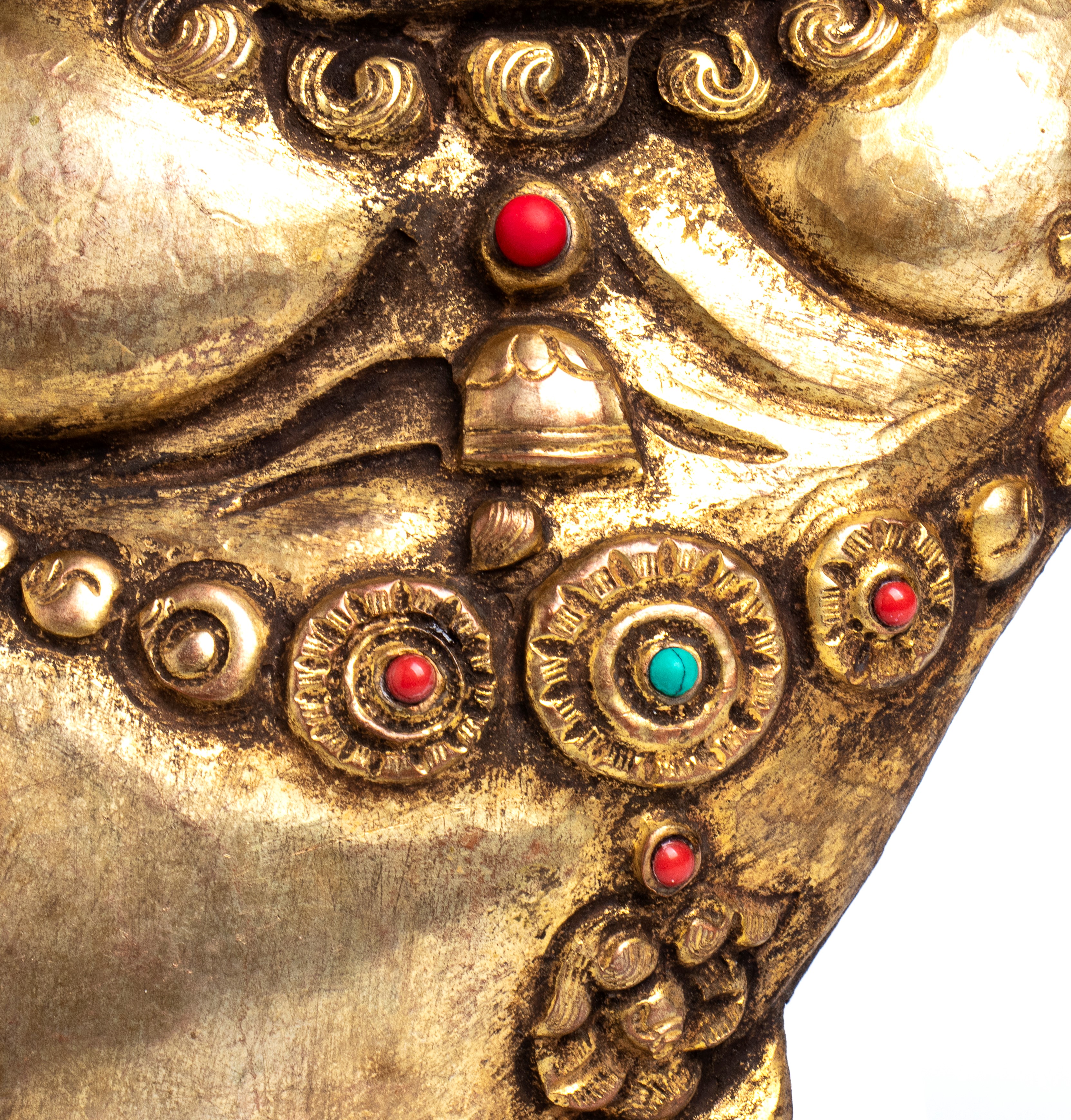 Coppia di leoni in rame sbalzato repoussé