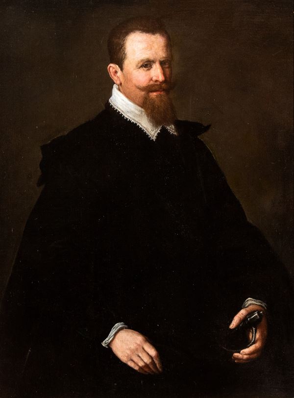 Artista lombardo, fine XVI - inizio XVII secolo - Portrait of a man with sword