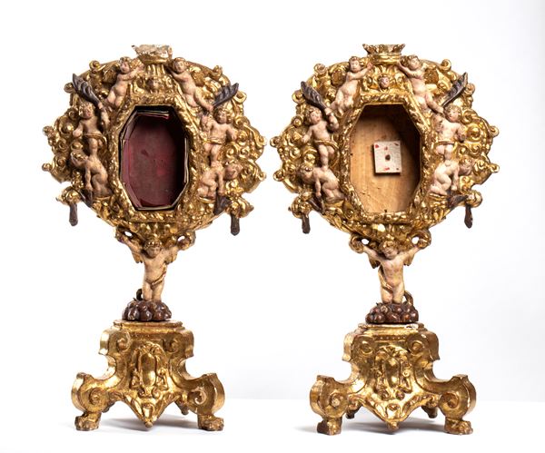 A pair of gilded Italian ostensories