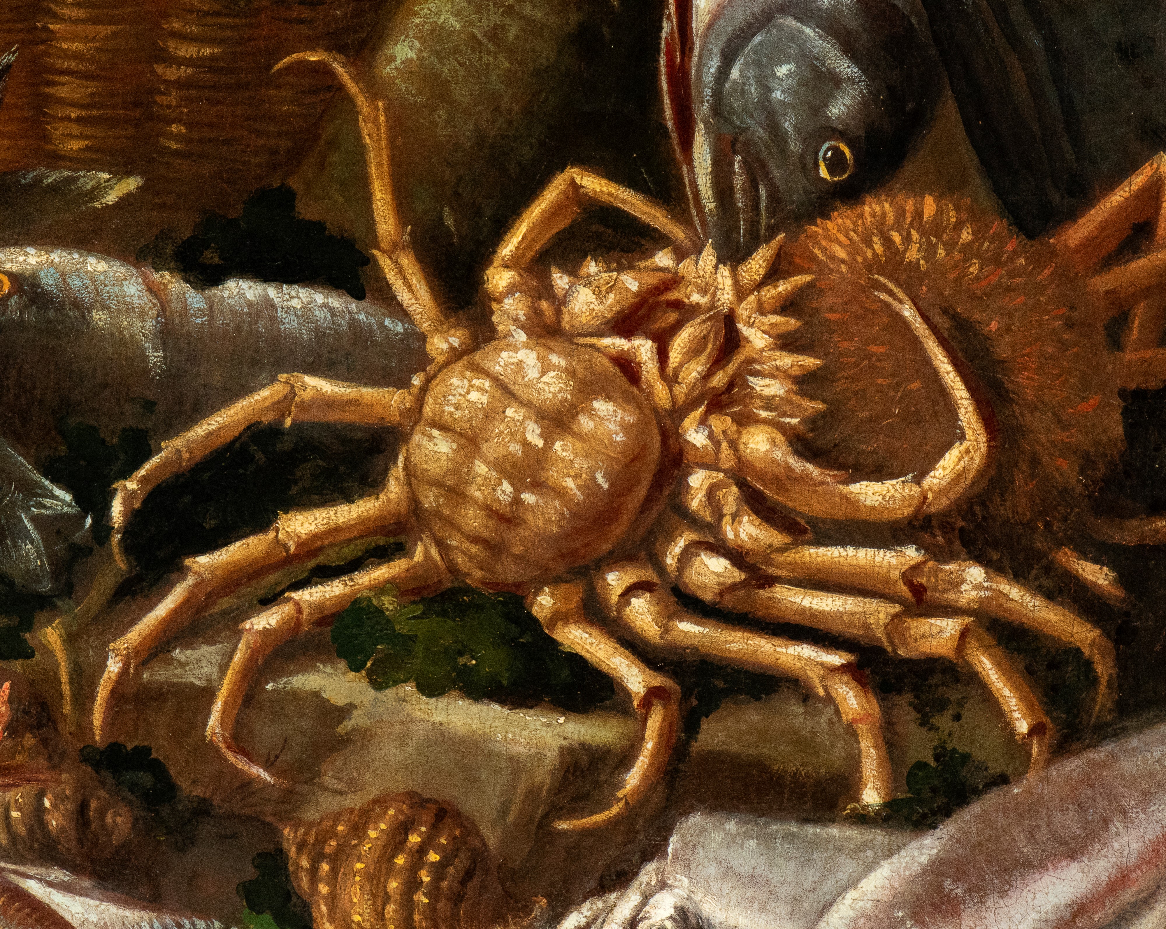 Giacomo Nani - Natura Morta con Pesci, Crostacei e Frutti di Mare in un Paesaggio
