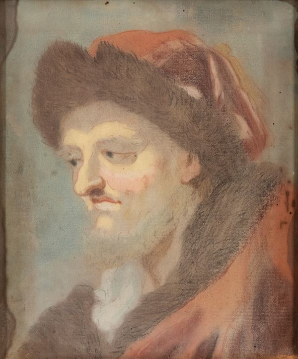 Artista italiano, XVIII - XIX secolo - Head of an old man with turban