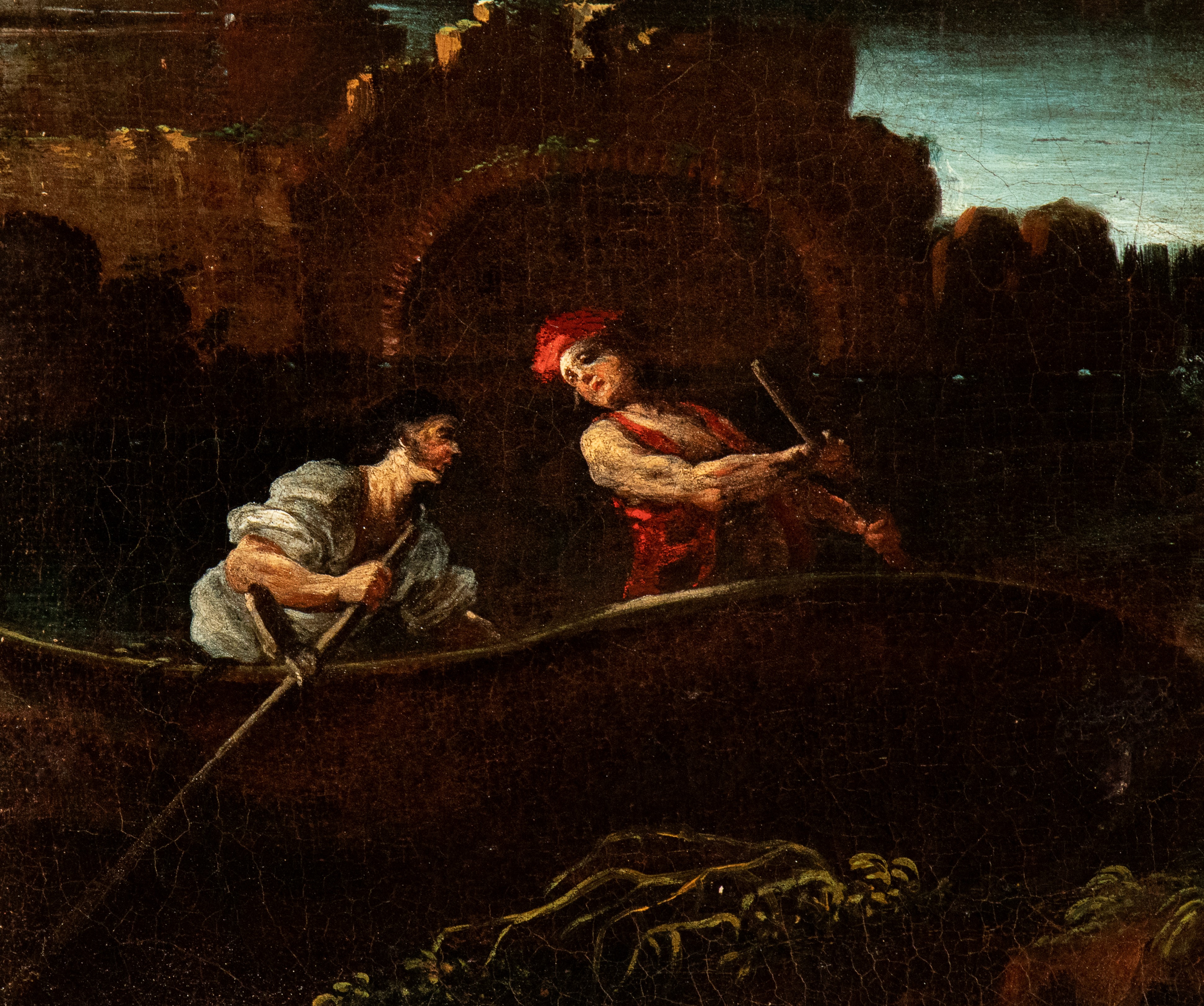 Artista Genovese, XVII Secolo - Paesaggio con Fuga in Egitto