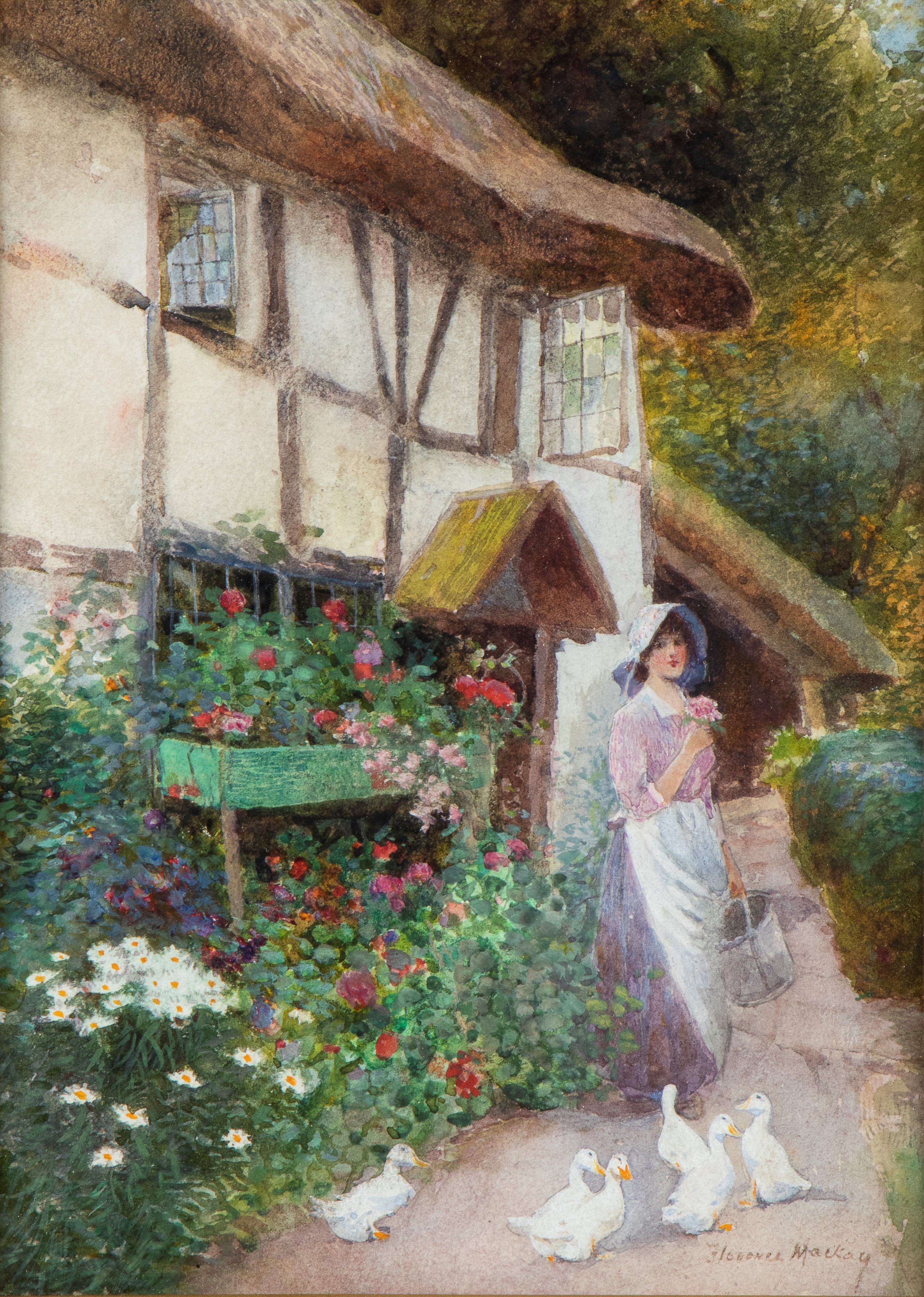 Florence Agnes Mackay - Coppia di acquerelli incorniciati
