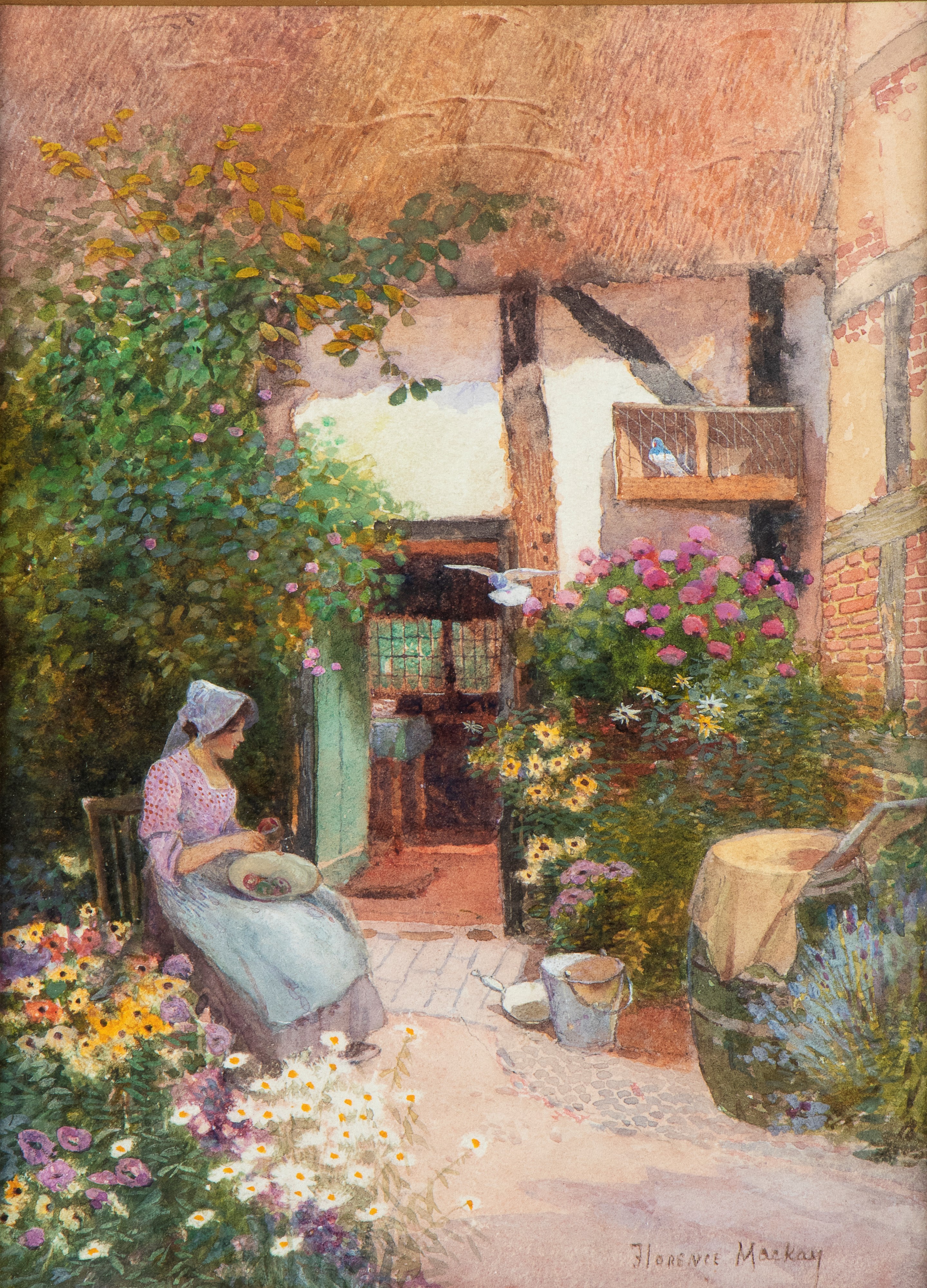 Florence Agnes Mackay - Coppia di acquerelli incorniciati