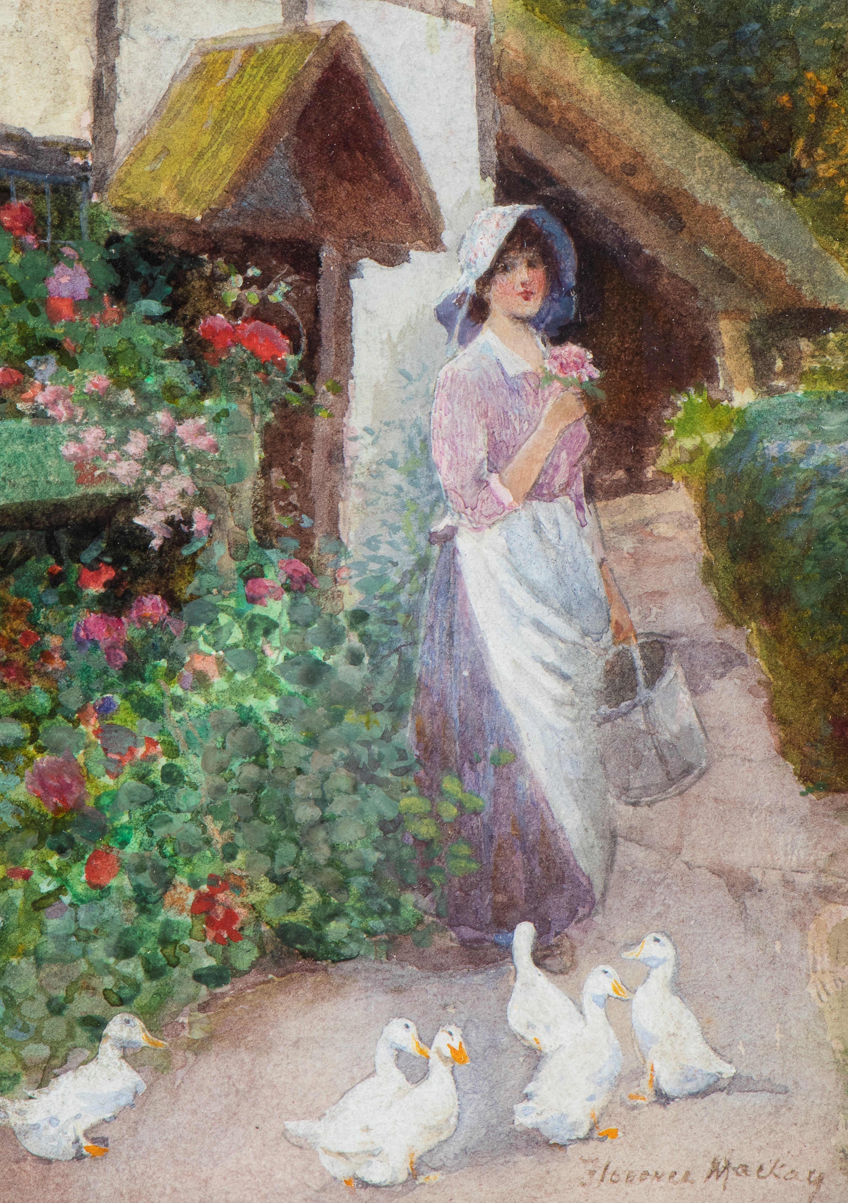 Florence Agnes Mackay - Coppia di acquerelli incorniciati