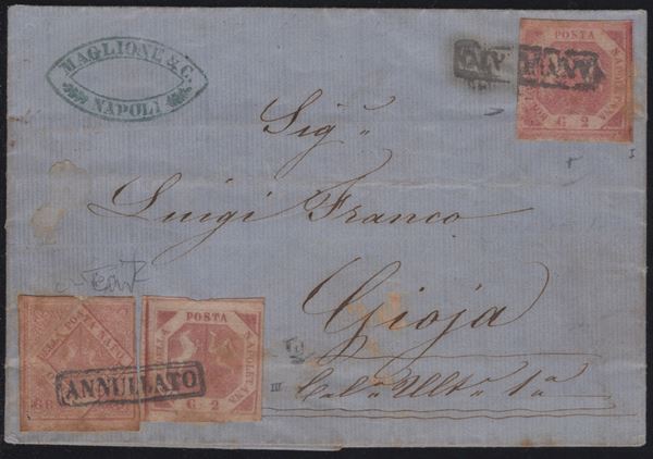 Napoli - Rara affrancatura 20gr.+ 2gr. I tipo + 2 gr. III tipo  - Asta FRANCOBOLLI E STORIA POSTALE - Bertolami Fine Art - Casa d'Aste
