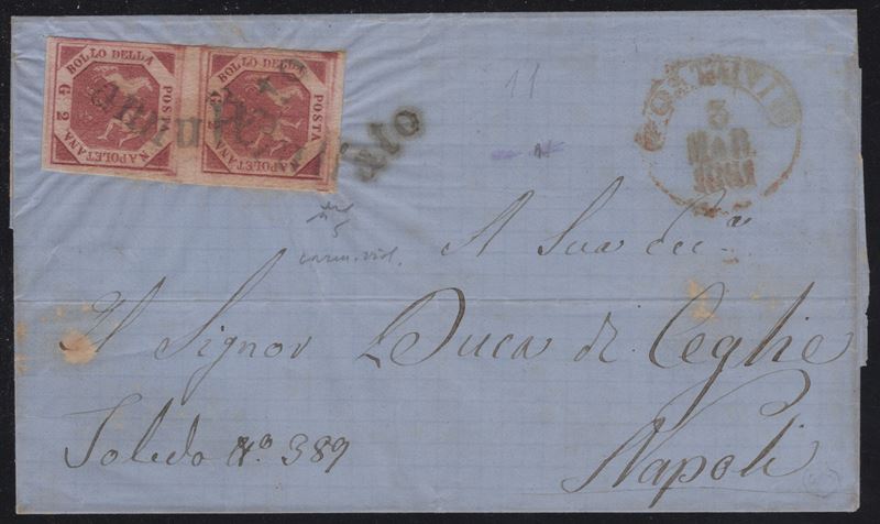 Lettera postale da Ostuni a Napoli, 03.03.1861 con affrancatura di 4 grana