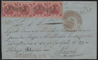 Lettera Assicurata, Potenza per Napoli, 18.02.1861