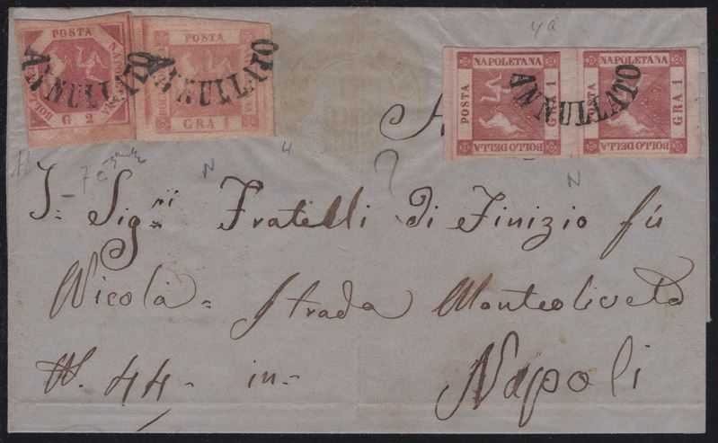 Napoli, Lettera affrancata con combinazione di francobolli, 12.12.1860