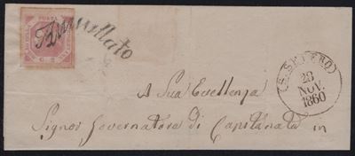 S. Severo, Lettera affrancata del 28.11.1860 con 2gr. III tavola rosa