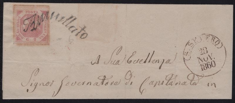 S. Severo, Lettera affrancata del 28.11.1860 con 2gr. III tavola rosa