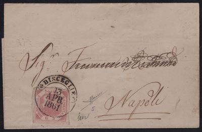 Bisceglie, Lettera affrancata per Napoli con annullo circolare (10pt.)