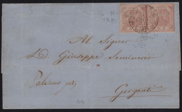 Napoli - Coppia del 2gr. I tav. annullata con il cerchio ''Palermo Arrivi''