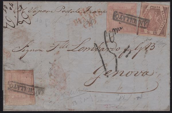 Naples - Postal History, 1+5+10gr.