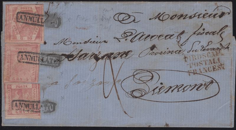 Napoli, Storia Postale - Lettera affrancata 16 gr. del 25.08.1859