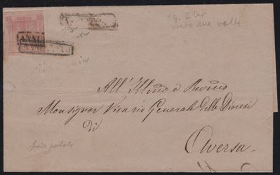 Napoli, Frode Postale - Lettera affrancata con 1gr. rosa chiaro, 26 aprile 1858