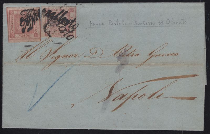 Frode Postale, Lettera spedita da Otranto per Napoli con affrancatura fraudolenta