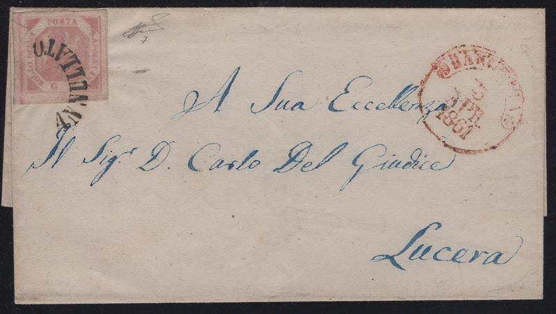 Napoli - Svolazzi, Barletta, 03.03.1861, Lettera affrancata con 2gr. III tav rosa chiaro n.7b