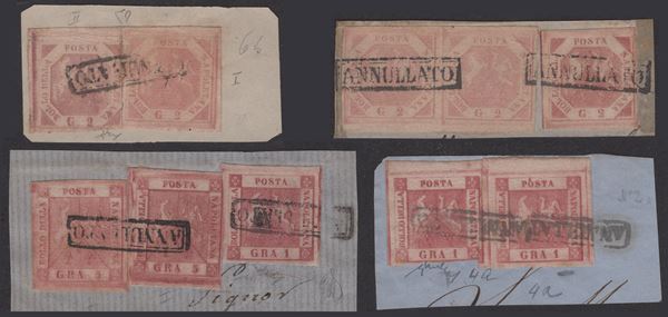 Napoli - interessante lotto di 20 oggetti tra interessanti combinazioni su frammento e f.bolli sciolti.