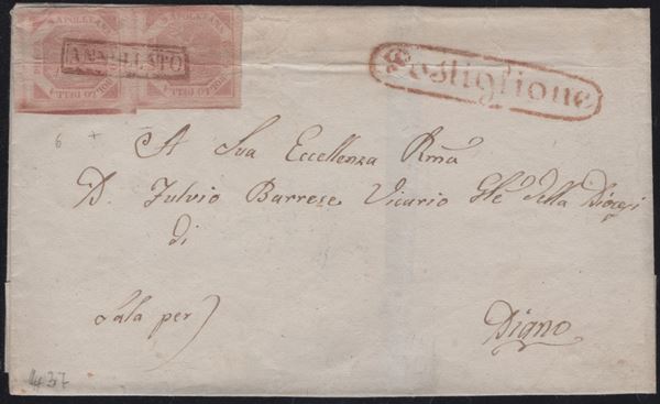 Napoli - Annullamenti, Postiglione in rosso (12pt.)