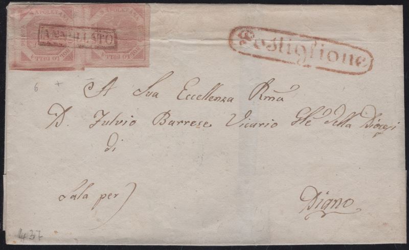 Postiglione, Lettera da Napoli con annullo rosso