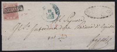 Viesti, Lettera con annulli di transito e fregi - 19.03.1860