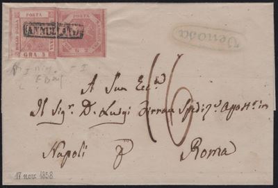 Lettera da Venosa a Roma, affrancata con 2 grana e 5 grana, 19.12.1859