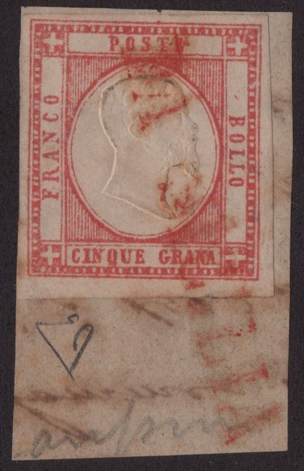 Prov. Napoletane - Annullamenti, ''Da Sicilia'' in rosso (12pt.)