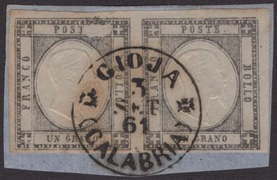Prov. Napoletane, 1 gr. grigio nero su frammento di lettera con varietà di stampa