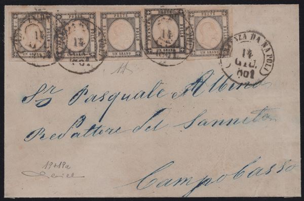 Prov. Napoletane - Storia Postale, raro multiplo del 1gr. in colorazioni diverse