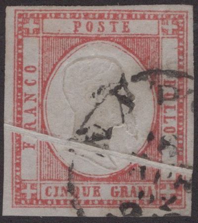 Prov. Napoletane, 5 grammi con pli d'accordeon orizzontale, 1861