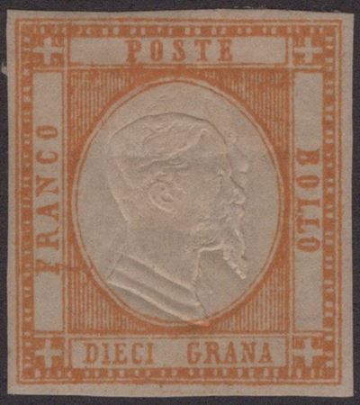 Prov. Napoletane, 10 Gr. Arancio n.22 con tripla effige ben discostata