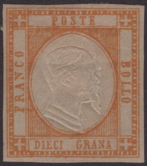 Prov. Napoletane, 10 Gr. Arancio n.22 con tripla effige ben discostata
