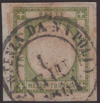 Prov. Napoletane, 1/2 tr. Verde Oliva, annullato a Napoli il 01.06.1861