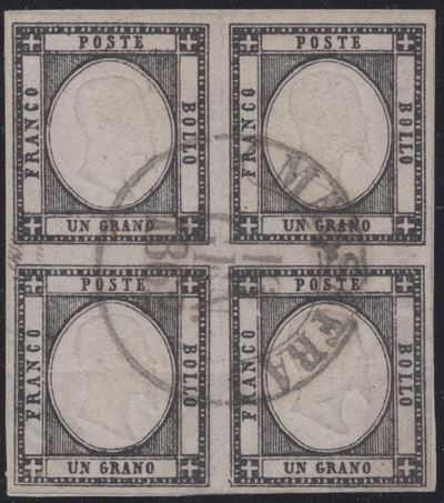 Prov. Napoletane, Rara quartina dell'1 grano del 1861