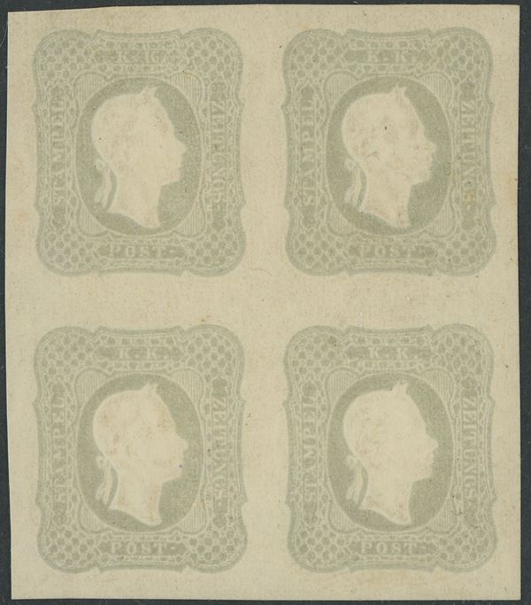 Lombardo Veneto, Francobolli per Giornali, 1,05s. in quartina, nuova con gomma.